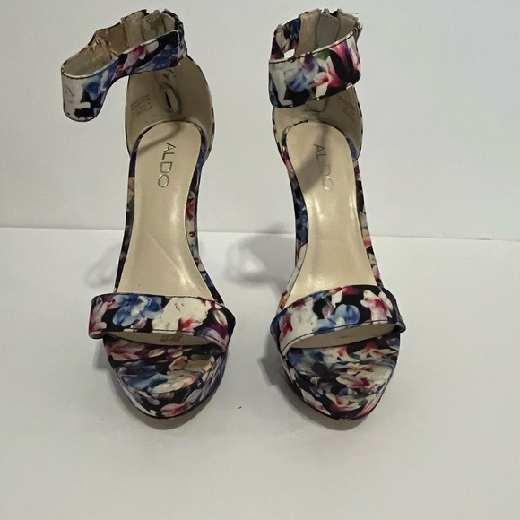 Aldo Shoes - ALDO Floral Print Ankle-Strap Platform Heels - Blue, Pink, White